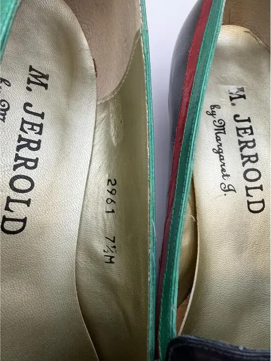 VTG M. Jerrold by Margaret J. Women’s Shoes Navy W/Green Red Trim 7.5 - Picture 4 of 9